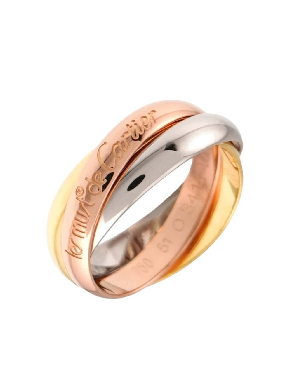Cartier Trinity Medium MM 51 Ring 18k Yellow Gold WG PG Three 750